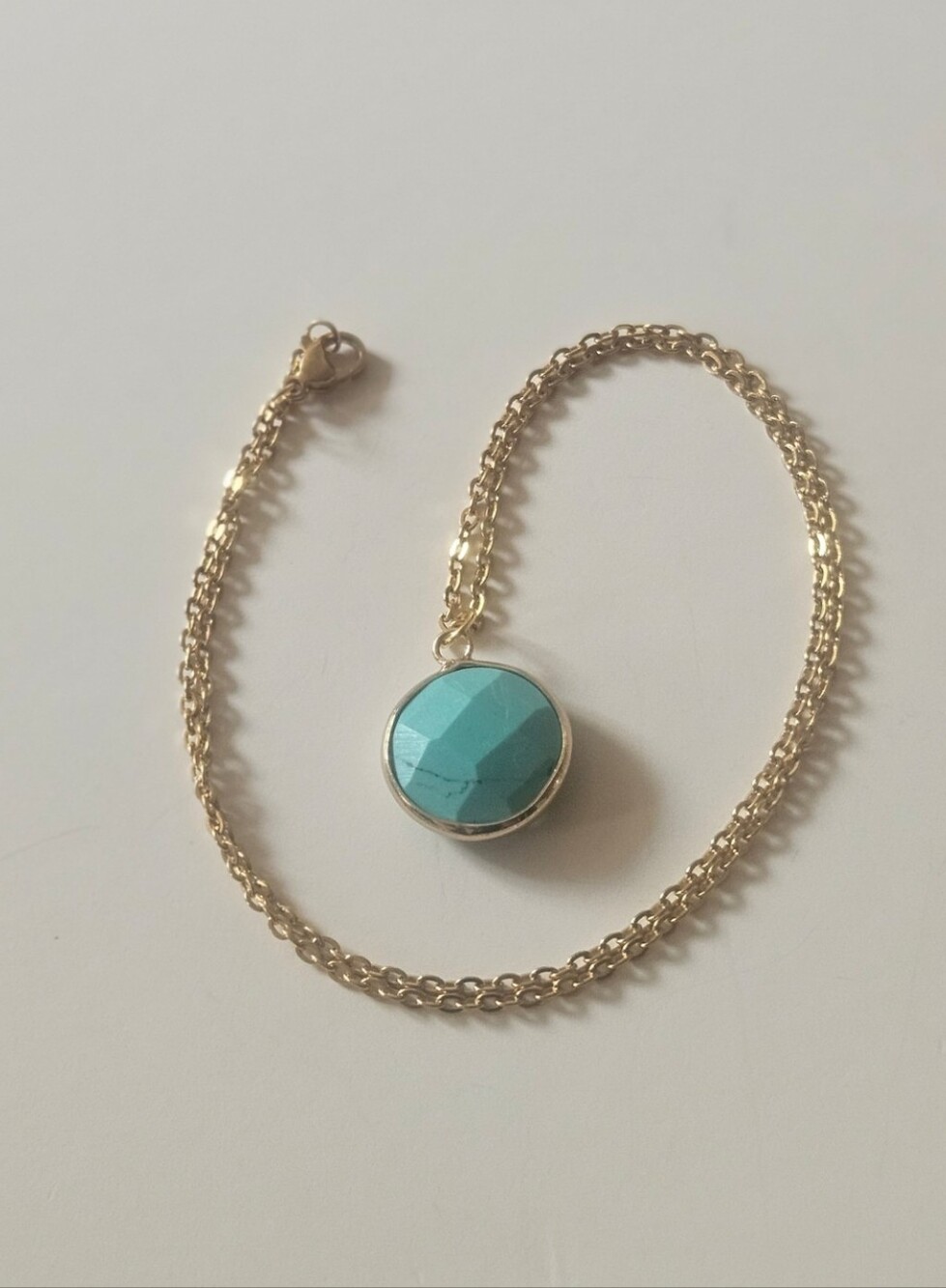 Gold & Turquoise Howlite Pendant Necklace